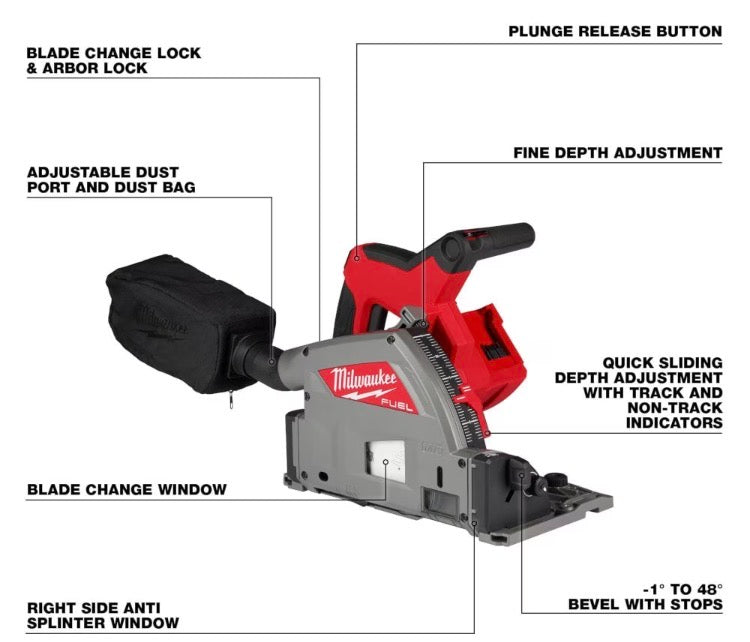 Milwaukee Tool M18 FUEL 18-Volt Lithium-Ion Cordless Brushless 6-1/2 in. Plunge Cut Track Saw (Tool-Only)