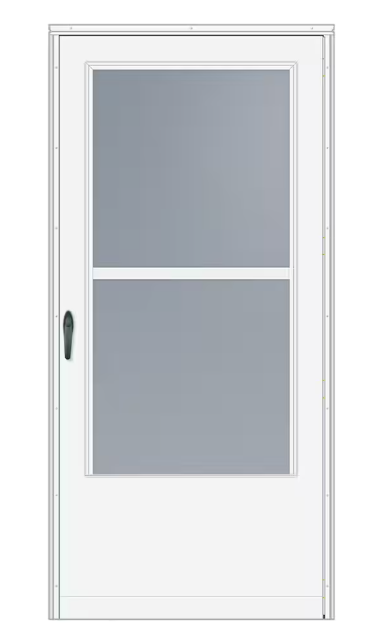 EMCO 200 Series 32-inch x 80-inch White Universal Handing 3/4 Light Storm Door with Black Handle (New)