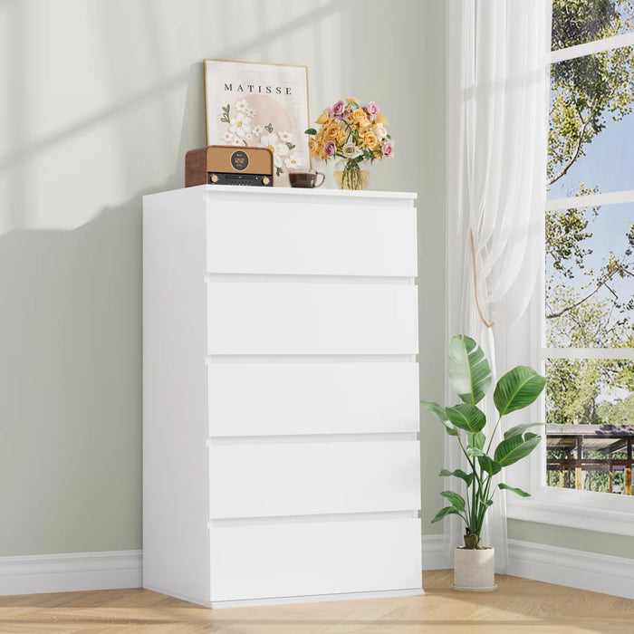 Jeramey 23.6'' W 5 - Drawer Wood Dresser - Colour White - USATCN1081252CAM