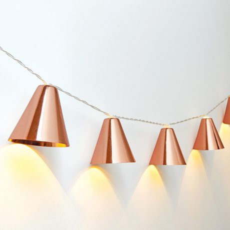 Metallic Cone String Lights Rose Gold 8