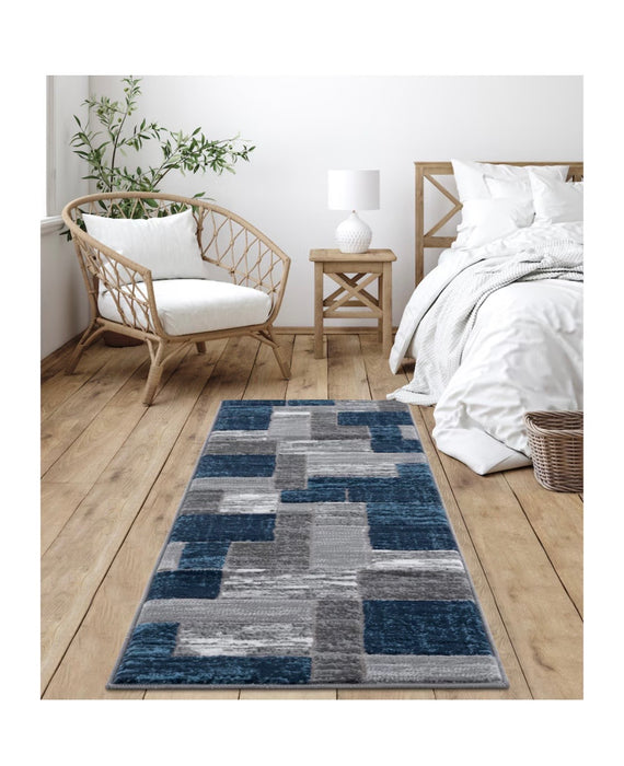 L'Baiet Verena Blue Geometric Indoor Area Rug (new)