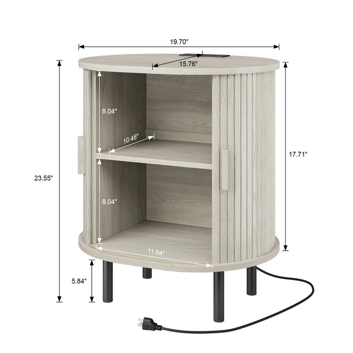 23.5"H Wooden Round End Table With Charging Station - Colour White, Total Number of Pieces Included 1 - JN-ET123-White (Copy)
