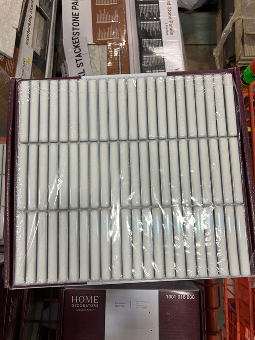 Glossy White 11 inch x 12 inch x 8 mm Porcelain Mosaic Tile (10 Per Box)