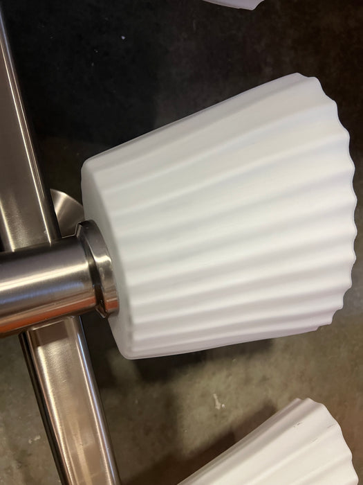 3 Light Frosted Ribbed Brushed Chrome Vanity Light (new)