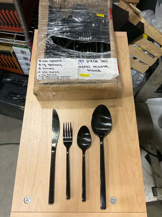 53 piece matte black metal flatware set