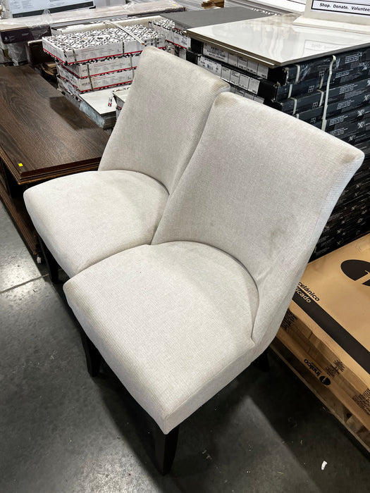 19" Seat Height Parsons Upholstered Dining Chair, Solid Wood Legs, High Back Fabric Dining Side Chairs (Set of 2) (new, as is)