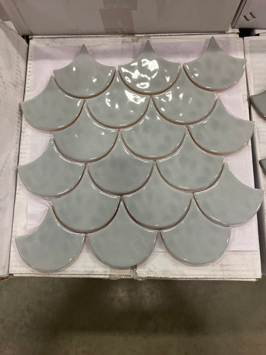 Ash Fish Scale  Mosaic(Dark Grey)/ Fan Fish Scale Mosaic (Light Grey)