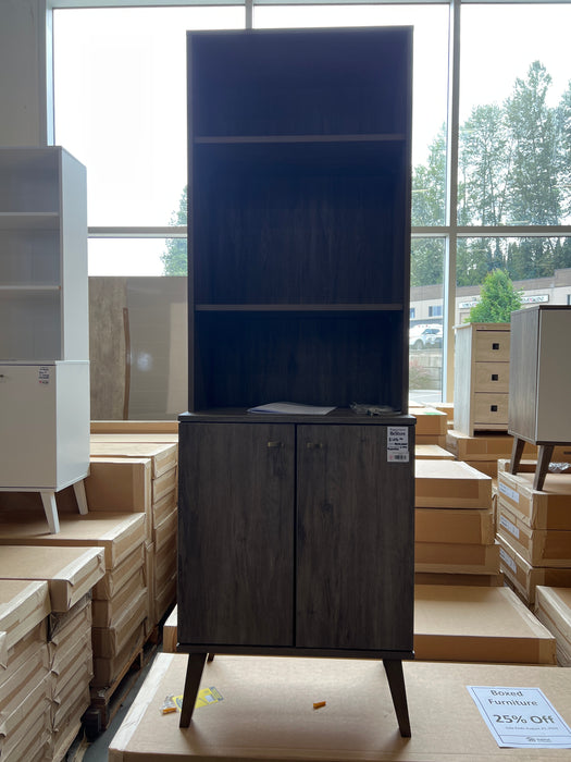 Prepack- 2-Door Bookcase with Adjustable Shelves, Drifted Gray (new)