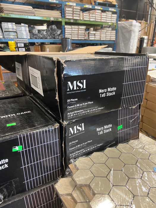 MSI Nero Matte 1 x 6 Stack Black Tile (new)