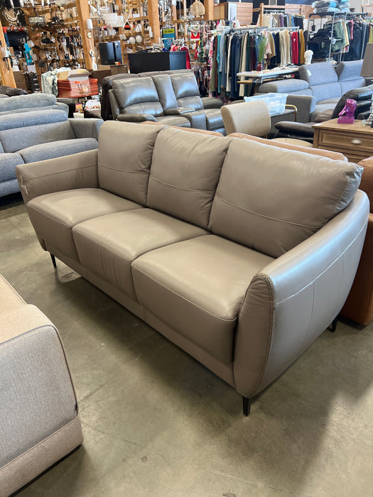 Grey Italian Leather 3-Seater Sofa (new)