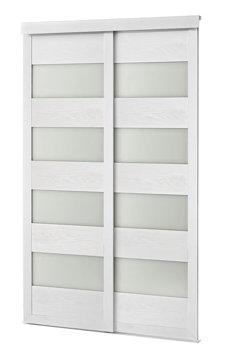 TRUporte 60-inch x 80.5-inch White 4-Lite MDF Frosted Glass Closet Sliding Door