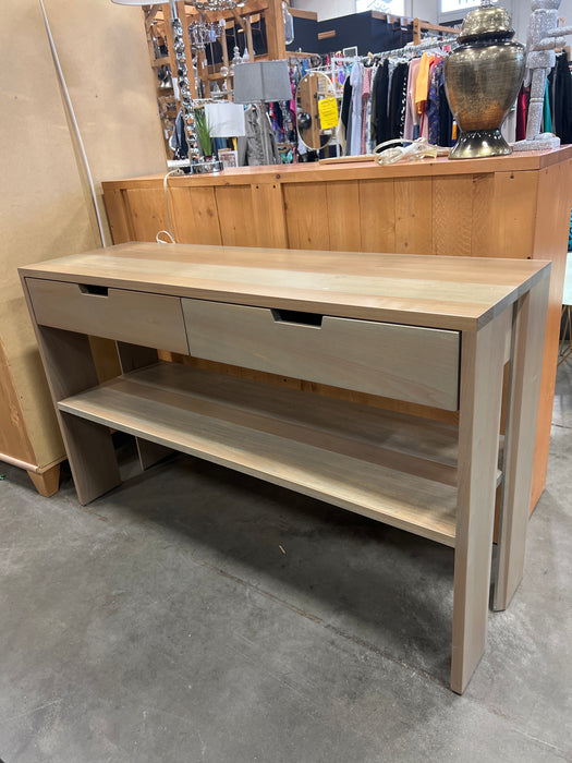 Natural Wood Console Table with 2 Soft-Close Drawers