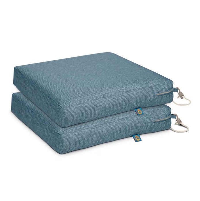 Duck Covers Weekend Water-Resistant Outdoor Patio Dining Seat Cushion, 17 x 17 x 3 Inch, Blue Shadow, 2 Pack