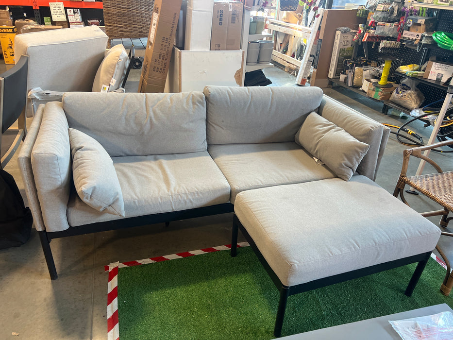 Style Selections 2-Piece Black Steel Sofa and Ottoman Set with Grey Cushions (used)