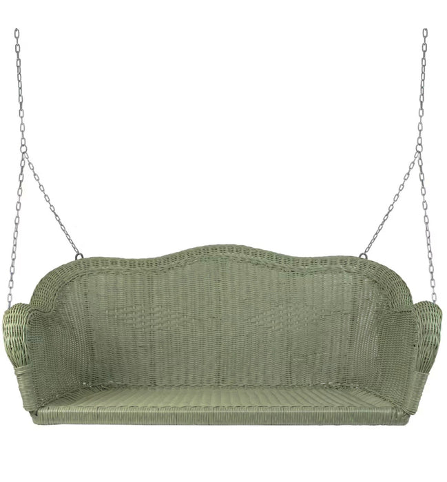 Northlight 50" Moss Green and Silver Resin Wicker Swing with Chain (new)