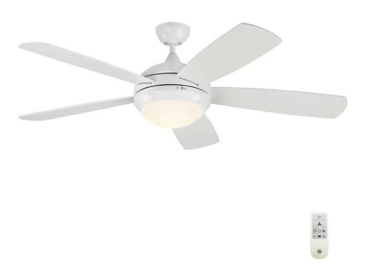 Generation Lighting Discus Smart 52 in. Integrated LED Indoor Matte White Ceiling Fan with Light Kit and Remote Control