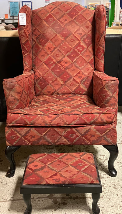 Red Chair with Footstool