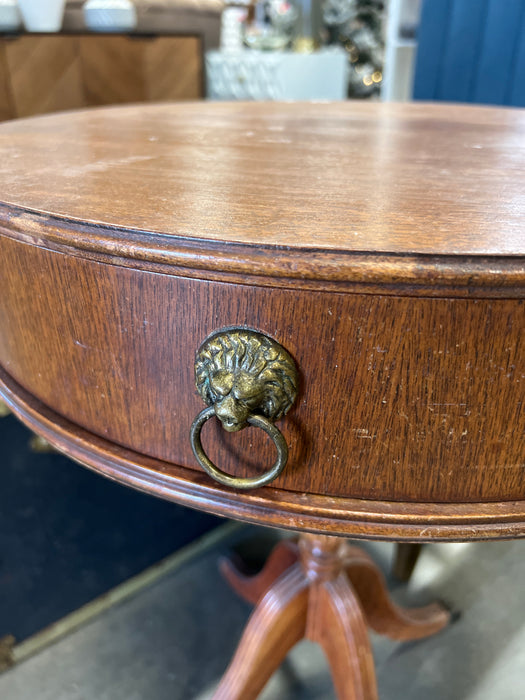 Vintage Duncan Phyfe Style Mahogany Drum Side Table (used)