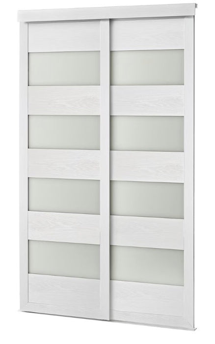 TRUporte 48-inch x 80.5-inch White 4-Lite MDF Frosted Glass Closet Sliding Door