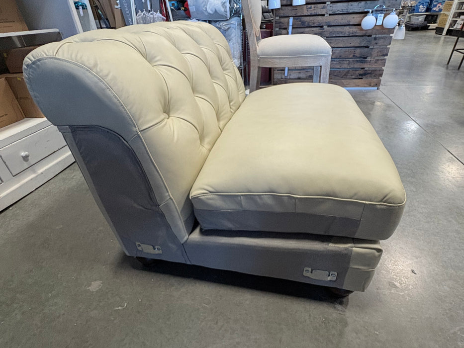 Tufted Cream Leather Chair Piece (new)