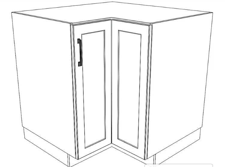 36x36" L Shape Base Corner Cabinet in White (New)