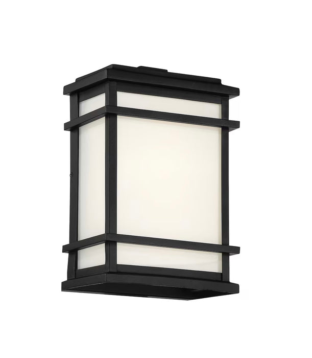 GlucksteinElements Balmoral 1-Light 12-inch Hight Integrated LED Black Outdoor Wall Sconce Light in Black Metal Finish with White Panel Glass (new)