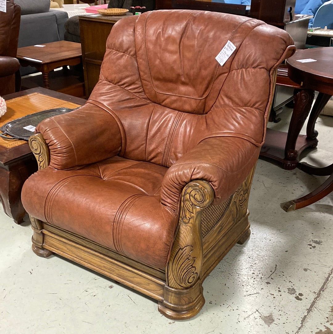 Leather & Wood Armchair — Habitat for Humanity Greater Vancouver