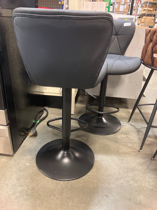 Swivel Adjustable Height Bar Stools, Leather Upholstered Counter Stools, Modern Pub Stool - Upholstery Black - QAYA-C-3022-2P-BK