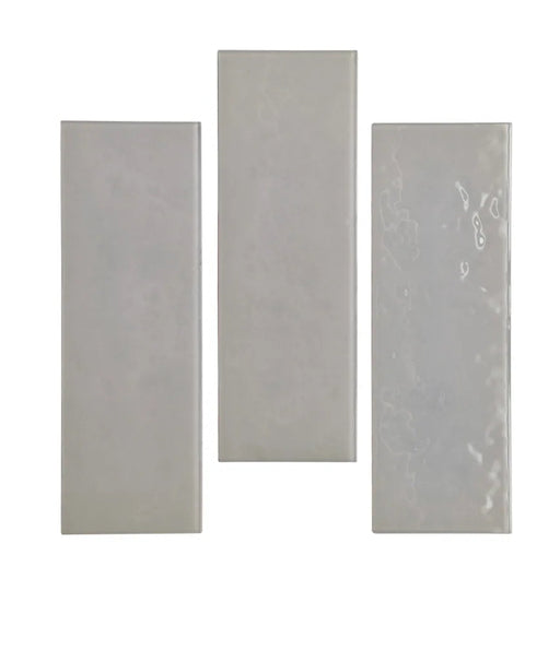 LuxySplash Soft Grey Textured Glass Subway Wall Tile 4" x 12 