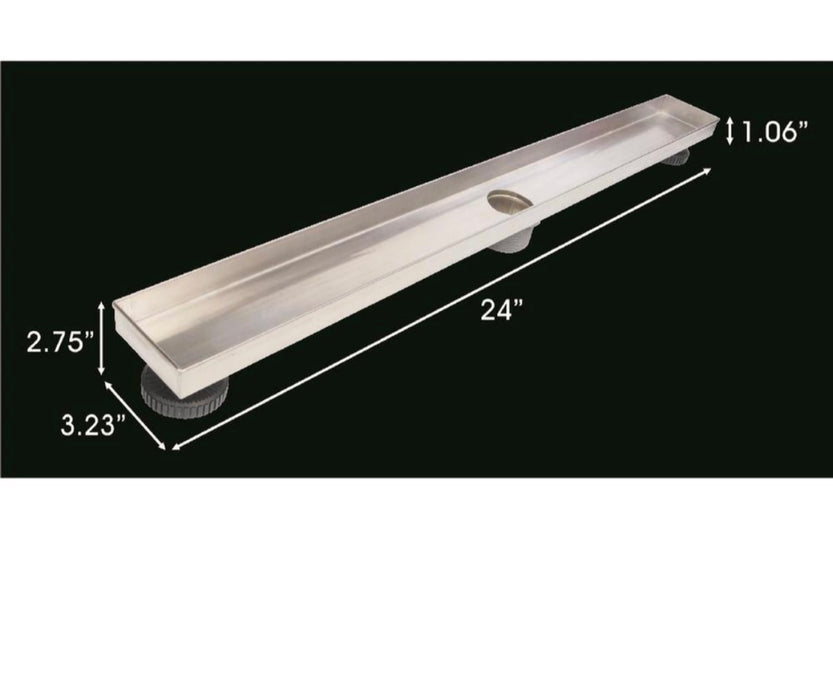 24 in. Stainless Steel Linear Shower Drain with Linear Drain Cover (New)