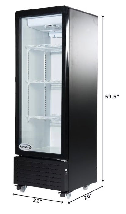 Koolmore 21 in. One Glass Door Commercial Display Merchandiser Refrigerator Cooler in Black, 8 cu. ft.