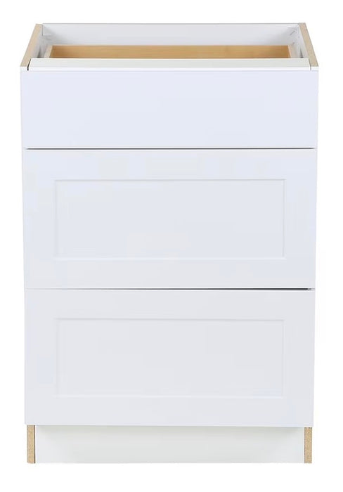 Edson 24 in. W x 35 H x 25 D Assembled Kitchen 3-Drawer Base Cabinet, White (BD243V)