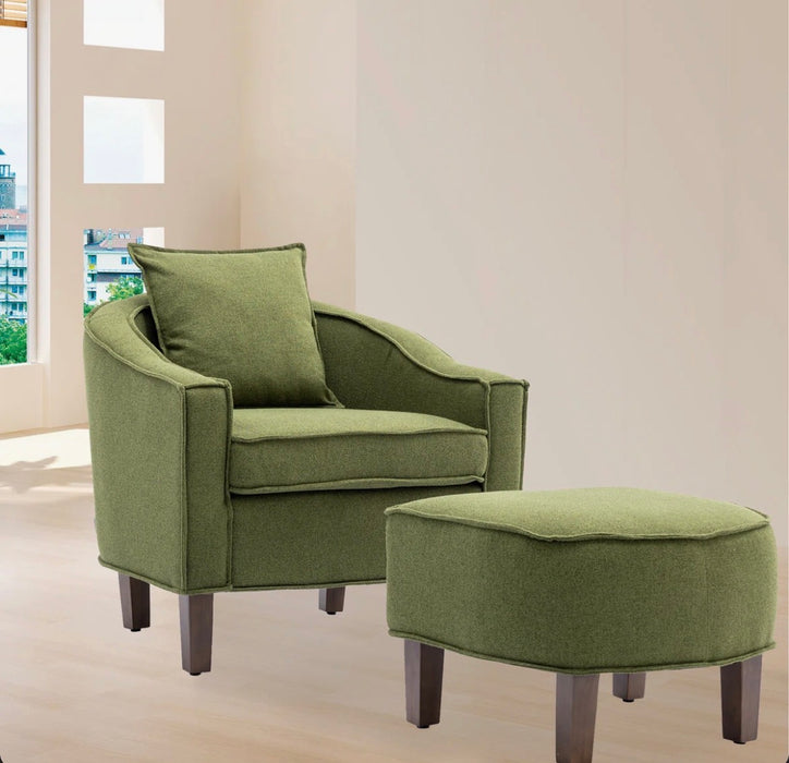 Upholstered Barrel Chair with Ottoman (new)