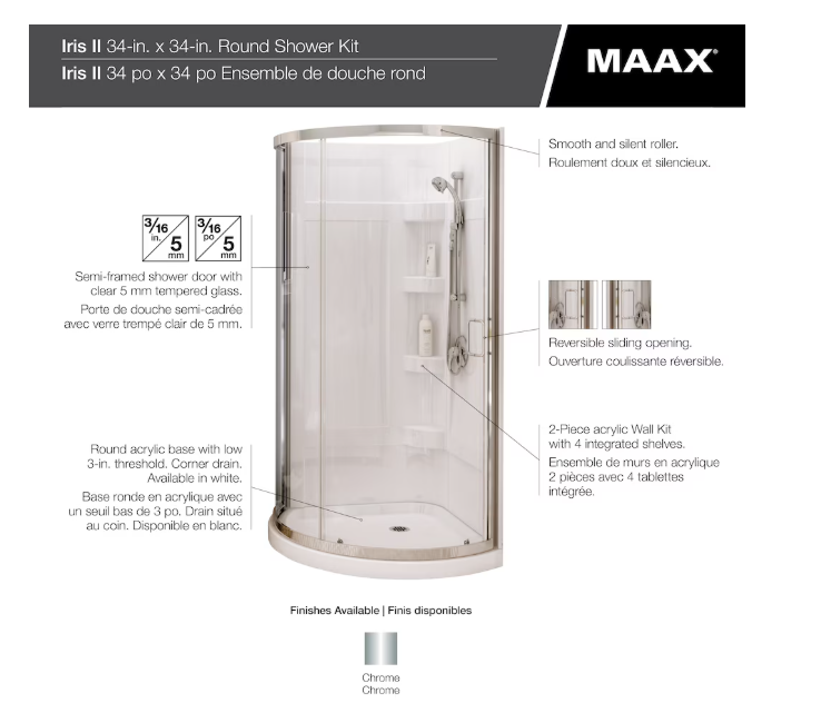 MAAX Corner Shower Kit