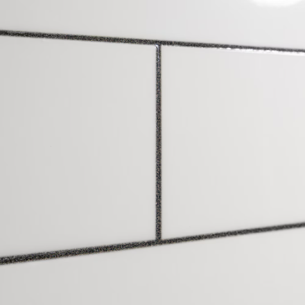 MAAX Utile 60 in. L x 32 in. W x 80 in. H 3-Panel Shower Wall Kit in Glossy White Metro Tux Subway Tile & Black Grout Featuring Maintenance-Free Evergrout® with Corner Glass Shelf (New)