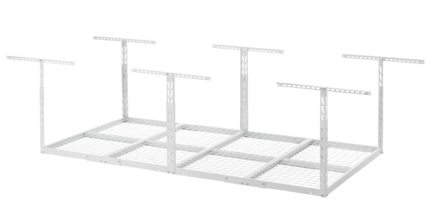 Gladiator GearLoft 48-inch W x 23-inch x 37-inch H x 96-inch L Overhead Garage Storage Rack in Hammered White