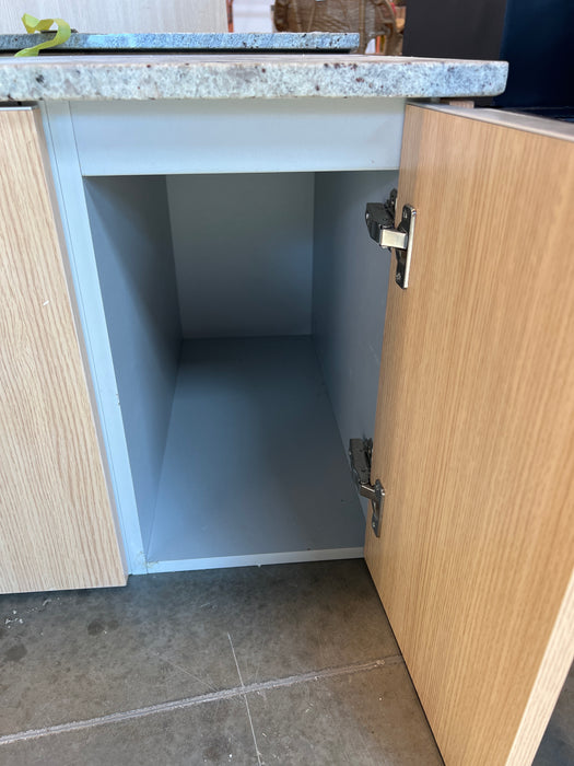 Light Oak Veneer Floating Vanity with Granite Counter