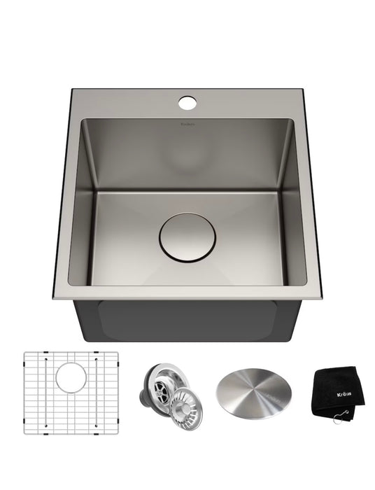 Kraus Standart PRO Drop-in Stainless Steel 18 inch 1-Hole Single Bowl Kitchen Sink (new)