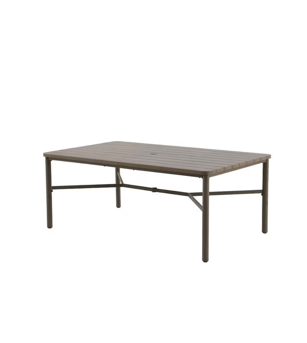 StyleWell Mix & Match 72 in. x 42 in. Rectangular Metal Slat Patio Dining Table in Faux Wood Finish (new)