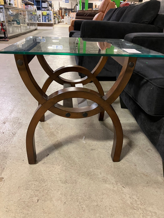 Side Table with Glass Top - (used)