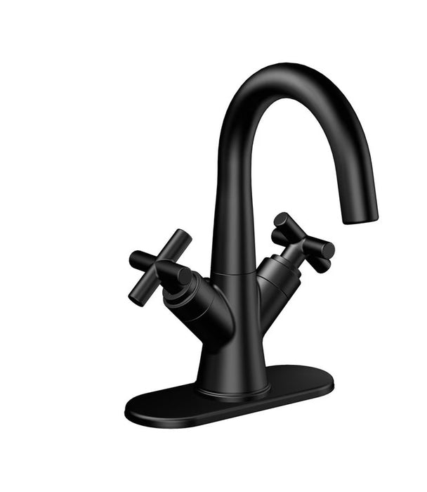 Wilmont Centerset (4-inch) 2-Handle High Arc Bathroom Faucet in Matte Black with Cross Handles