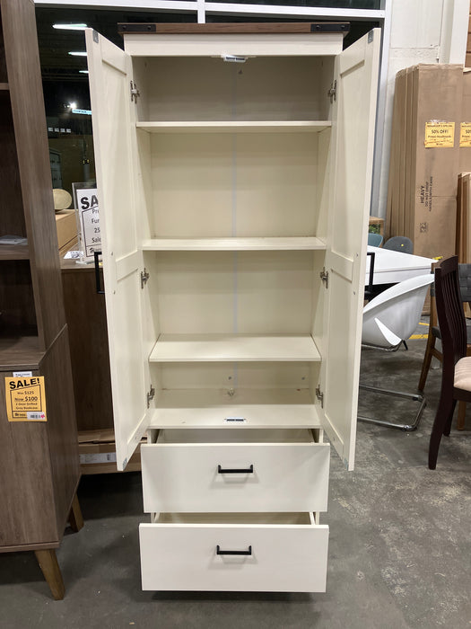 HOMCOM 23.6-inch Kitchen Pantry Cabinet with Doors, Cream White