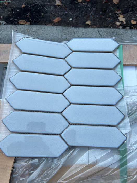 Smoke Blue Grey Picket Mosaic Tile (new)