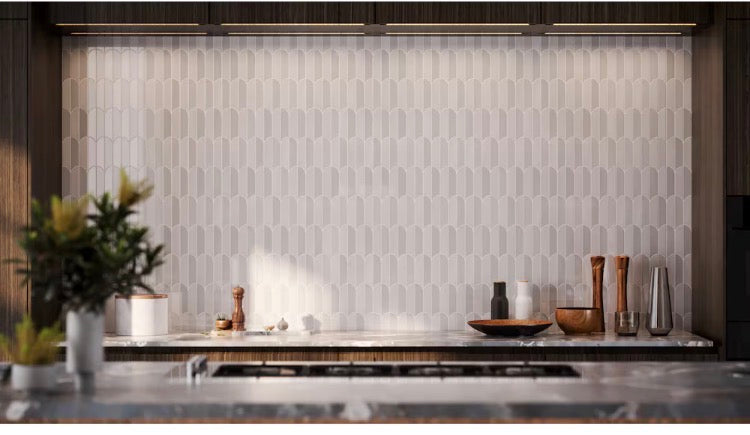 Anatolia 2.75-inch x 5.4-inch Nuovo Frost Scallop Polished Marble Mosaic (New)