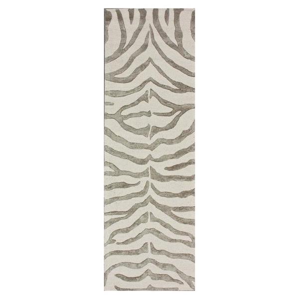 Fathima Animal Wool Accent Rug for Living Room Bedroom Dining Room Entryway Kitchen, Grey White - Rug Size Runner 2'6" x 8' (NEW)