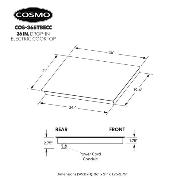 Cosmo 36-in 5-Burner Black Electric Cooktop (new)