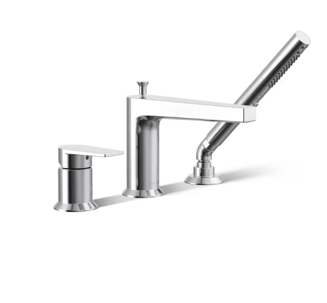 KOHLER Taut Single-Handle Deck-Mount Roman Tub Faucet with Handshower in Polished Chrome (New)