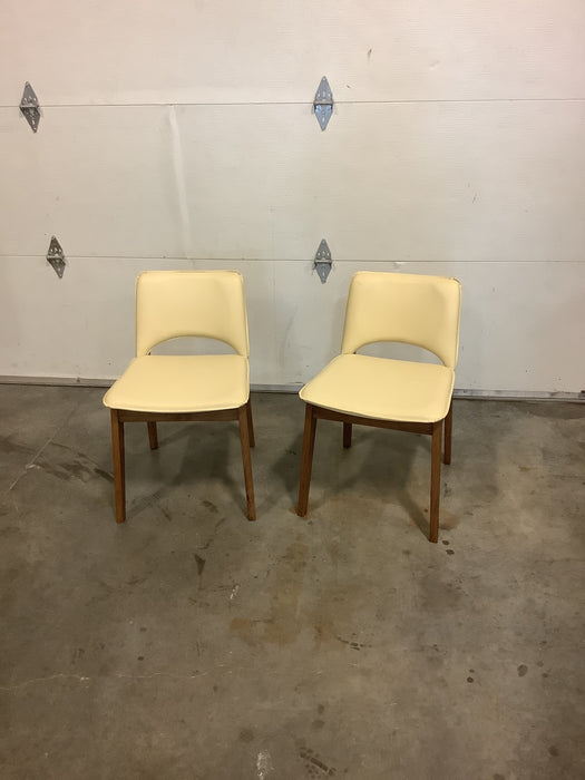 Baxton Studio Afton Faux Leather Dining Chair in Beige and Walnut Brown (New)