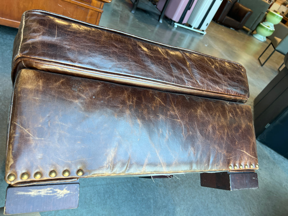 Restoration Hardware Brown Leather Ottoman