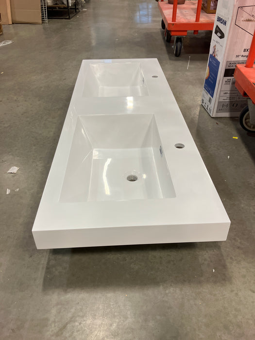 Nordic Canada Madison 60-inch W x 20-inch D Bathroom Double Sink and White Polymarble Countertop (New)